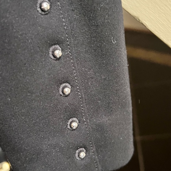 Chicos Black Stretch Pants.Decor. side hem. Elastic stretch waist.Size 1 EUC - Picture 2 of 10